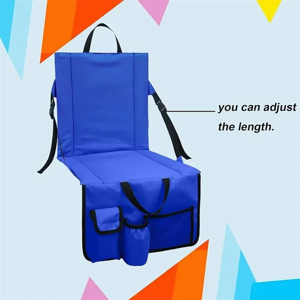 Folding Stadium Seat Cushion With Back Support & Cup Holder