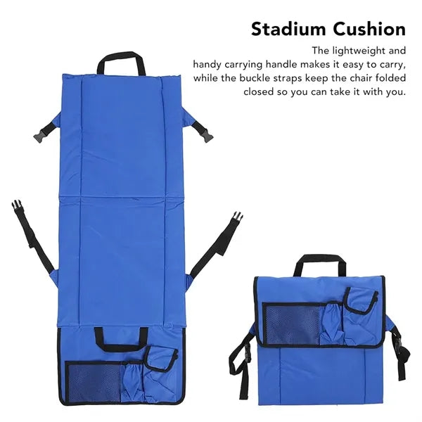 Folding Stadium Seat Cushion With Back Support & Cup Holder