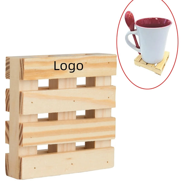 3" Square Mini Pallet Wood Coaster