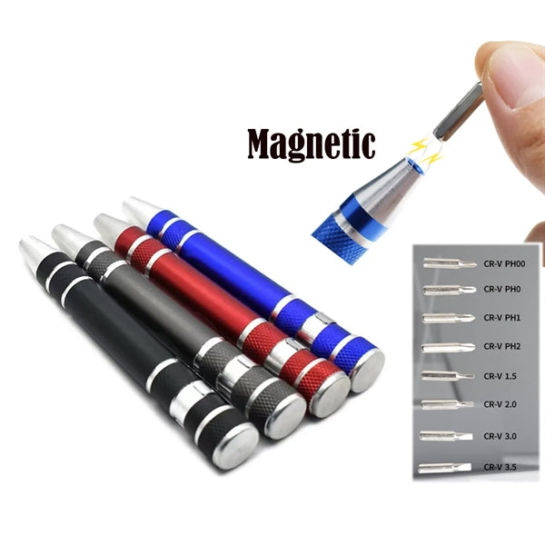 8 In-1 Multi Pocket Pen Screwdriver Tool Set Kit