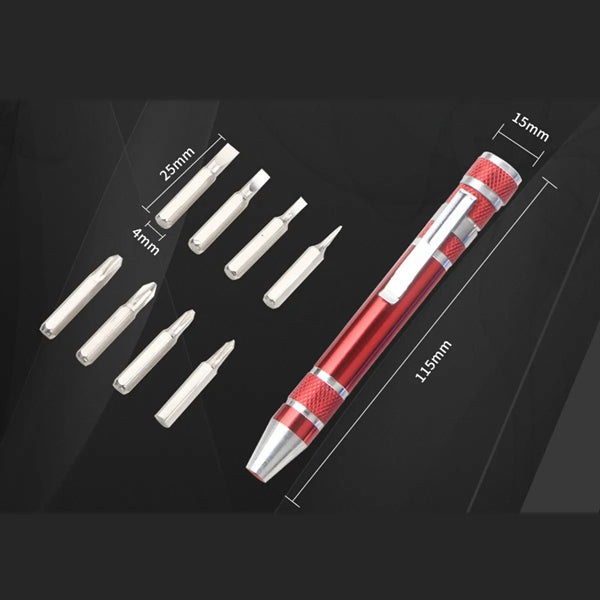 8 In-1 Multi Pocket Pen Screwdriver Tool Set Kit