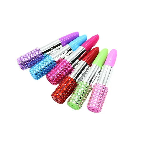 Rhinestone Crystal Lipstick Plastic Ballpoint Pen With Cap