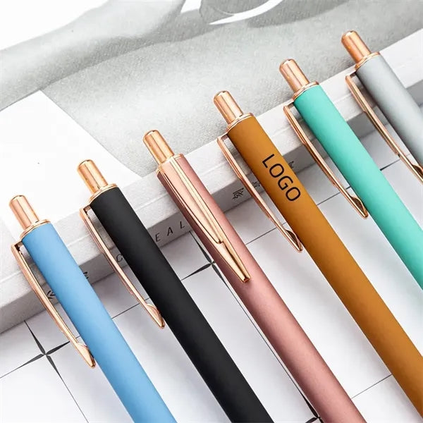 Ballpoint Pen Biros Soft Touch Metal Retractable Click
