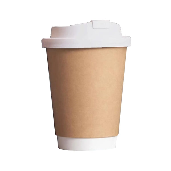 12 OZ Disposable Double-Layer Paper Coffee Cup With Lids