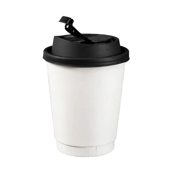 12 OZ Disposable Double-Layer Paper Coffee Cup With Lids