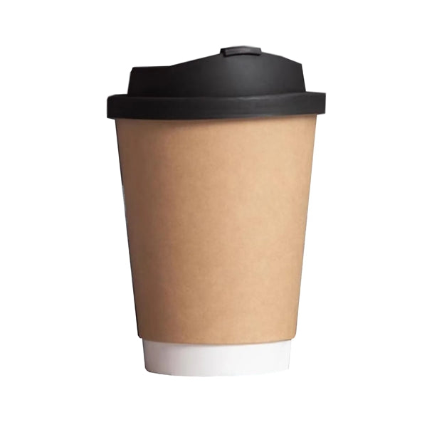 12 OZ Disposable Double-Layer Paper Coffee Cup With Lids