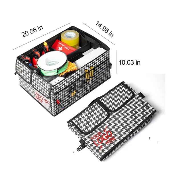 Houndstooth Car Trunk Foldable Storage Box