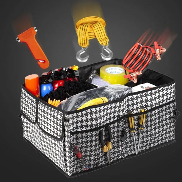 Houndstooth Car Trunk Foldable Storage Box