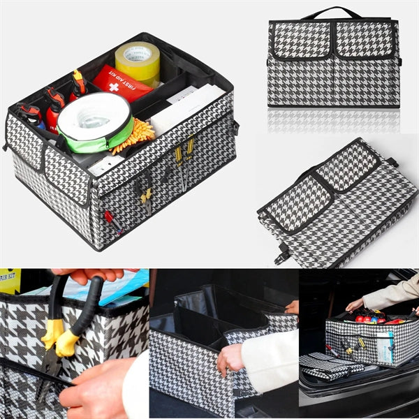 Houndstooth Car Trunk Foldable Storage Box