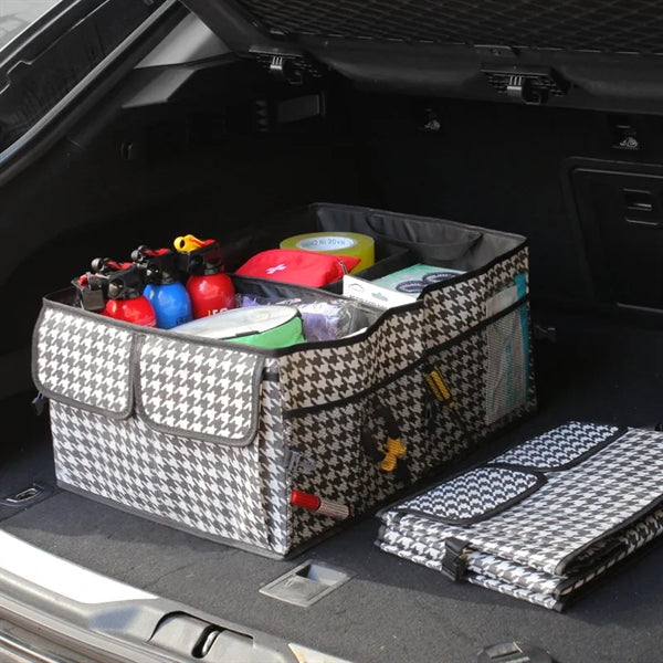 Houndstooth Car Trunk Foldable Storage Box
