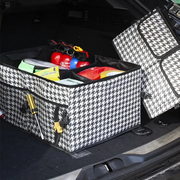 Houndstooth Car Trunk Foldable Storage Box