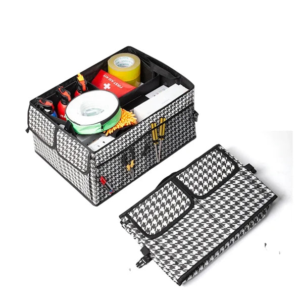 Houndstooth Car Trunk Foldable Storage Box