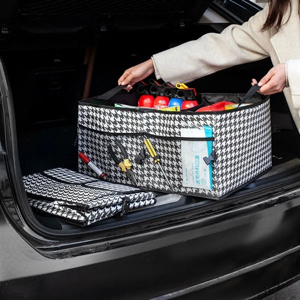 Houndstooth Car Trunk Foldable Storage Box