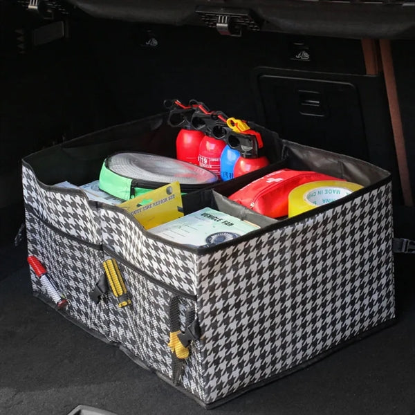 Houndstooth Car Trunk Foldable Storage Box