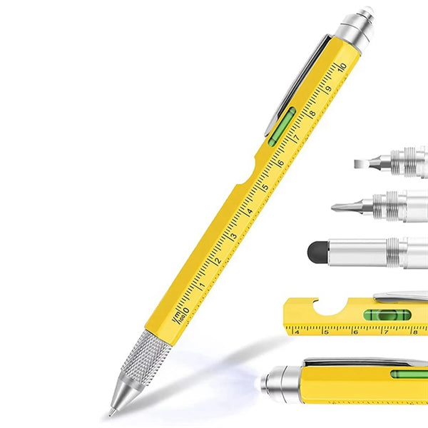 9 in 1 Metal Multitool LED Light Stylus Ruler Ballpoint Pen