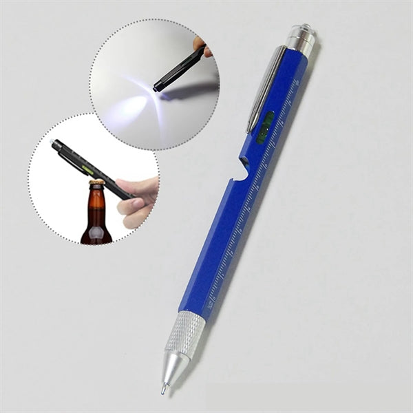 9 in 1 Metal Multitool LED Light Stylus Ruler Ballpoint Pen