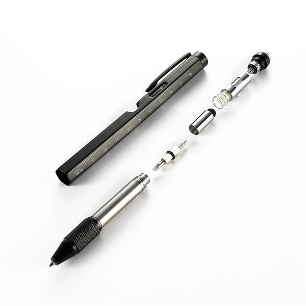 9 in 1 Metal Multitool LED Light Stylus Ruler Ballpoint Pen