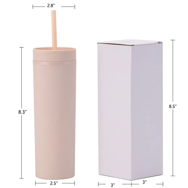16OZ Colored Double Layer Plastic Straw Cups