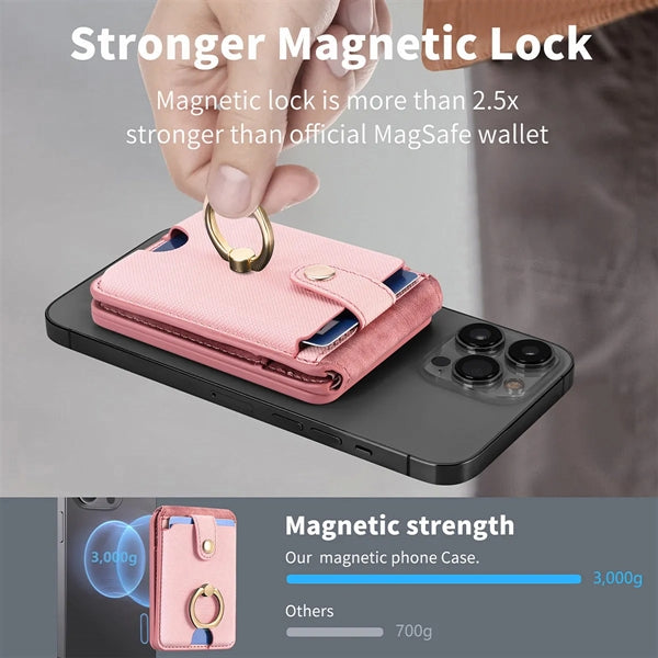 RFID Luxury Leather Magnetic Wallet Stand for Apple Phone 15