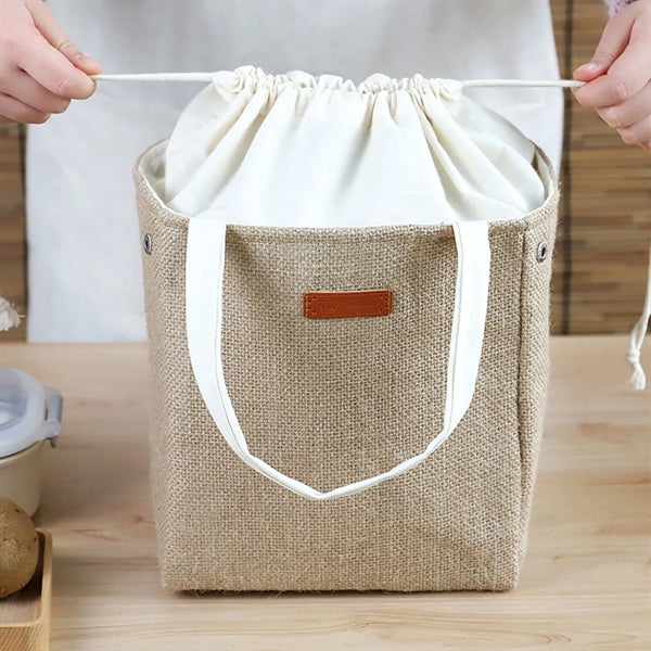 Insulated Lunch Box Cotton And Linen Handbag