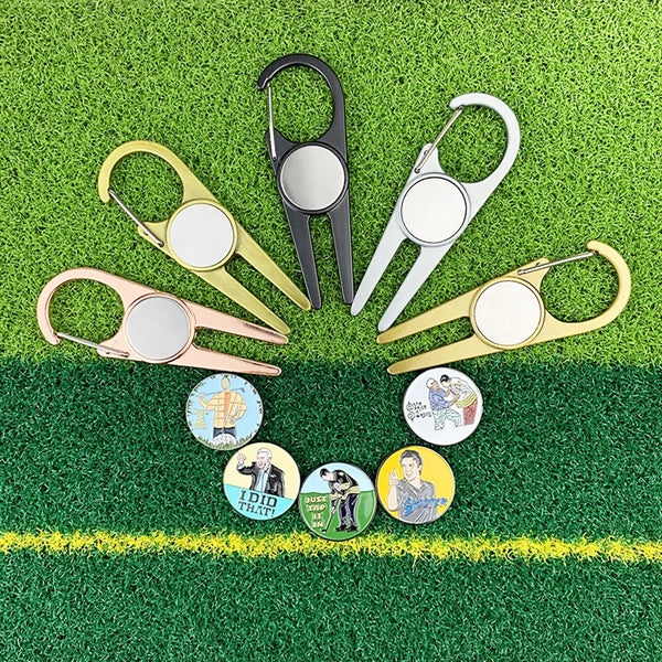 Golf Divot Tool With Magnetic Ball Marker