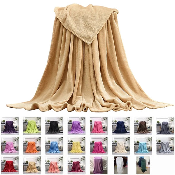 Flannel Fleece Couch Throw Microfiber Plush Solid Blanket