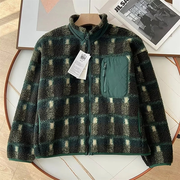 Spring Loose Standing Collar Windproof Lamb Fleece Overcoat