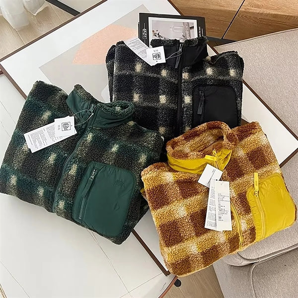 Spring Loose Standing Collar Windproof Lamb Fleece Overcoat