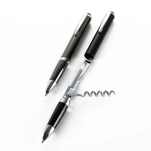 4 in 1 Metal Ballpoint Pen with Red Wine Bottle Opener