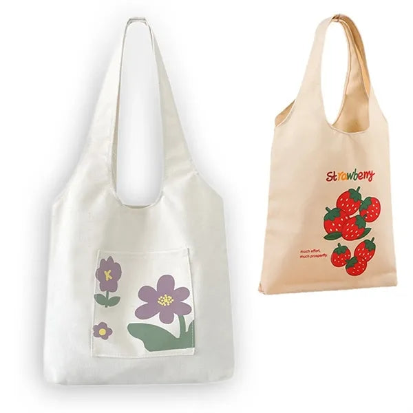 Single Shoulder Vest Canvas Tote Handbag