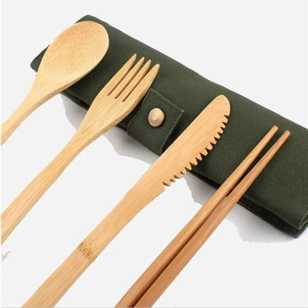 8pcs Eco-Friendly Bamboo Cutlery Tableware Set