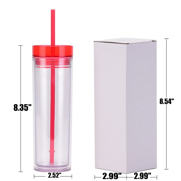 15 OZ Clear Insulated Plastic Straw Cup