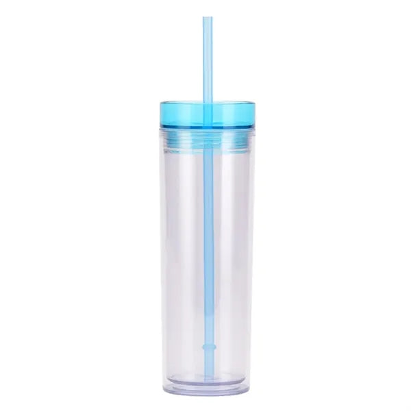 15 OZ Clear Insulated Plastic Straw Cup
