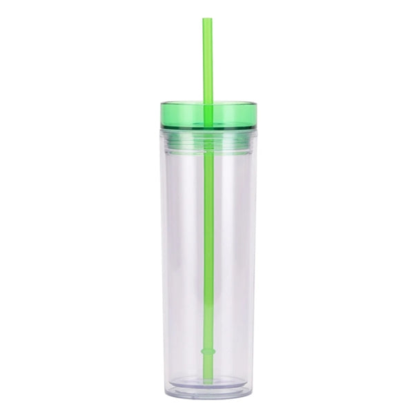 15 OZ Clear Insulated Plastic Straw Cup