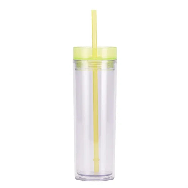 15 OZ Clear Insulated Plastic Straw Cup