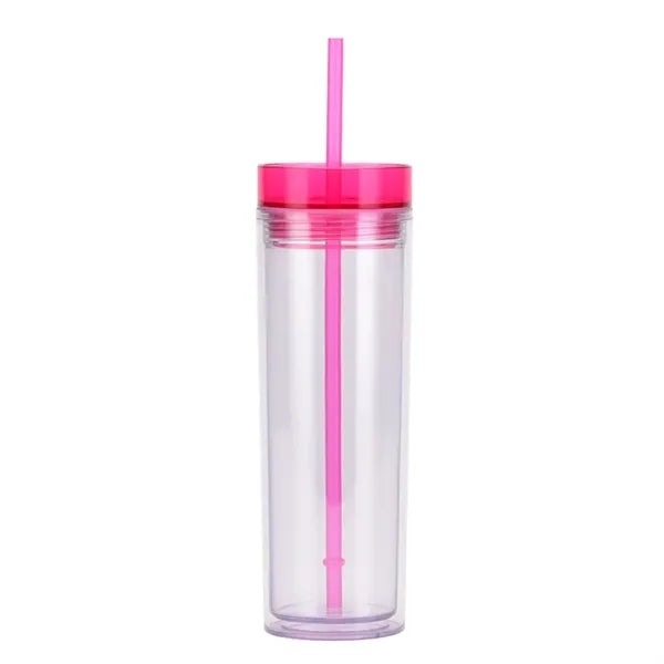 15 OZ Clear Insulated Plastic Straw Cup
