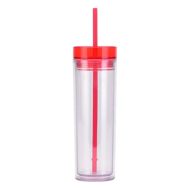 15 OZ Clear Insulated Plastic Straw Cup