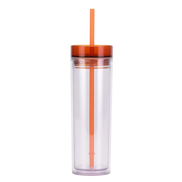 15 OZ Clear Insulated Plastic Straw Cup