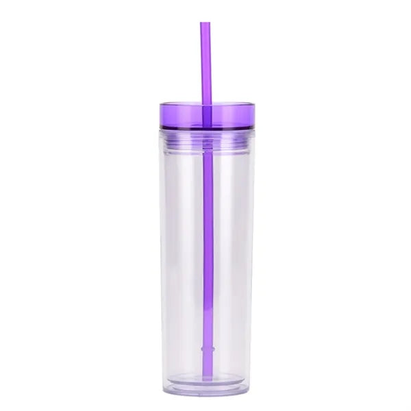 15 OZ Clear Insulated Plastic Straw Cup