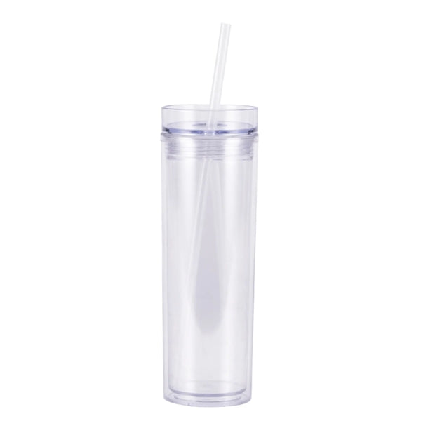 15 OZ Clear Insulated Plastic Straw Cup