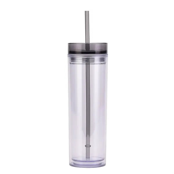 15 OZ Clear Insulated Plastic Straw Cup