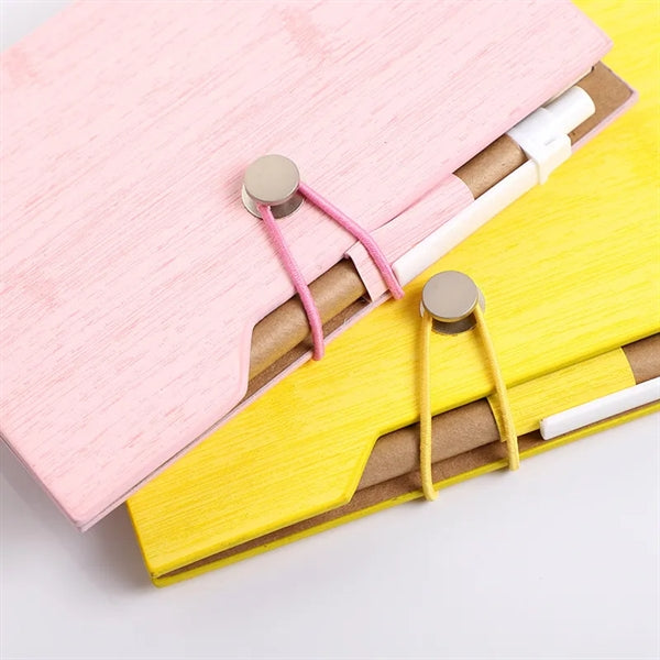 Eco-freindly Woodgrain Notebook with Sticky Notes And Pen