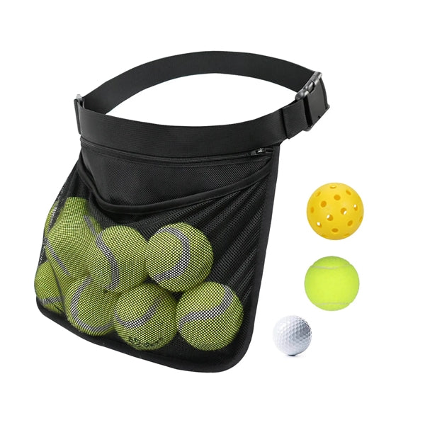 Tennis Pickleball Mesh Waist Hip Ball Pouch Holder