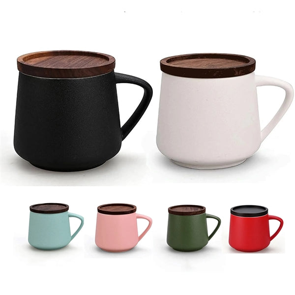 Coffee/Tea Ceramic Cup with Handle and Lid