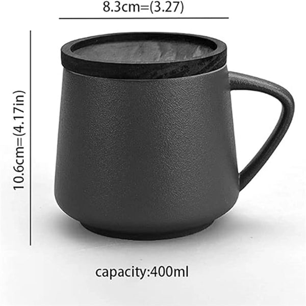 Coffee/Tea Ceramic Cup with Handle and Lid