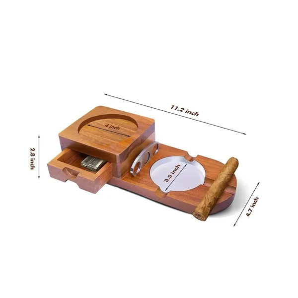 Cigar Ashtray Coaster With Whiskey Glass Tray