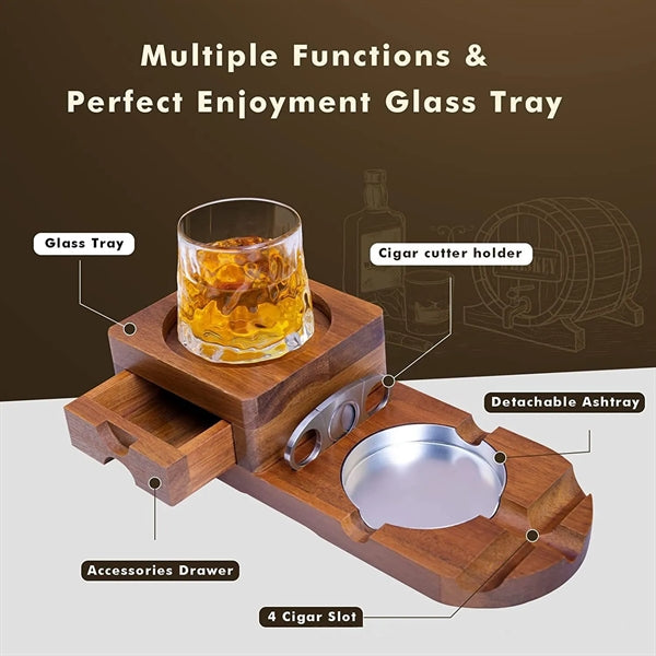 Cigar Ashtray Coaster With Whiskey Glass Tray