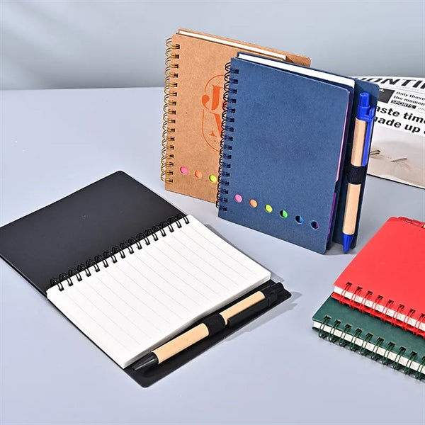 Spiral Journal w/Sticky Notes & pens in holder