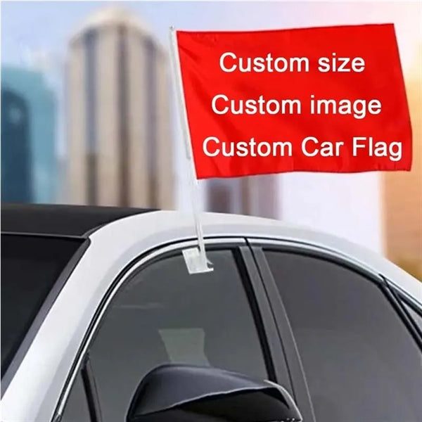 12"x18" Car Flag With Frame For Premium Window Vehicle
