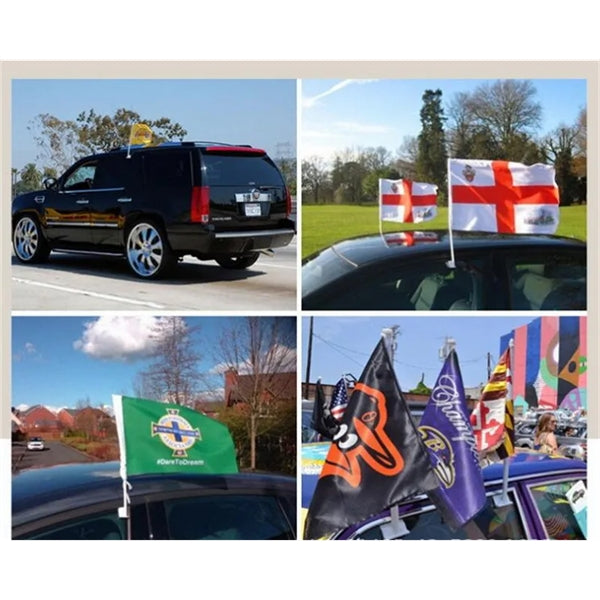 12"x18" Car Flag With Frame For Premium Window Vehicle
